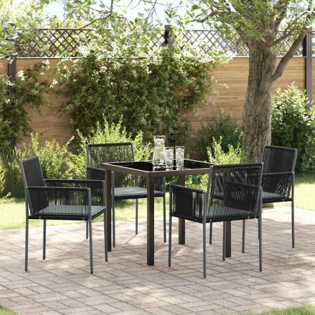 Conjunto de Comedor de Jardín 5 pcs Negro Poliratán