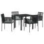 Conjunto de Comedor de Jardín 5 pcs Negro Poliratán