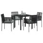 Conjunto de Comedor de Jardín 5 pcs Negro Poliratán
