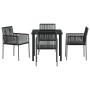 Conjunto de Comedor de Jardín 5 pcs Negro Poliratán