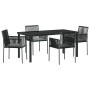 Conjunto de Comedor de Jardín 5 pcs Negro Poliratán
