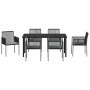 Conjunto de Comedor de Jardín 7 pcs Negro Poliratán