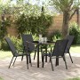 Conjunto de Comedor de Jardín 5 pcs Negro Textileno y acero
