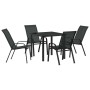Conjunto de Comedor de Jardín 5 pcs Negro Textileno y acero