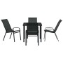 Conjunto de Comedor de Jardín 5 pcs Negro Textileno y acero