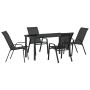 Conjunto de Comedor de Jardín 5 pcs Negro Textileno y acero