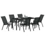 Conjunto de Comedor de Jardín 7 pcs Negro Textileno y acero