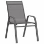 Conjunto de Comedor de Jardín 3 pcs Gris Textileno y acero