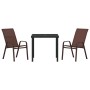 Conjunto de Comedor de Jardín 3 pcs Marrón Textileno y acero