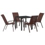 Conjunto de Comedor de Jardín 5 pcs Marrón Textileno y acero