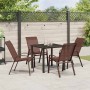 Conjunto de Comedor de Jardín 5 pcs Marrón Textileno y acero