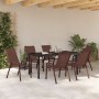 Conjunto de Comedor de Jardín 7 pcs Marrón Textileno y acero