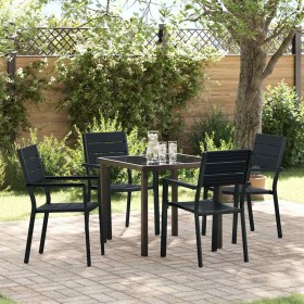 Conjunto de Comedor de Jardín 5 pcs Negro HDPE