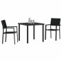 Conjunto de Comedor de Jardín 3 pcs Negro Poliratán
