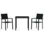 Conjunto de Comedor de Jardín 3 pcs Negro Poliratán