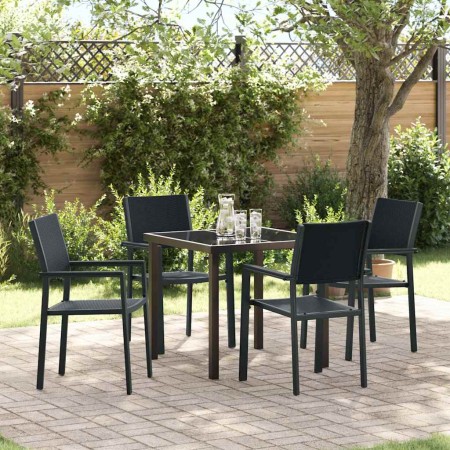 Conjunto de Comedor de Jardín 5 pcs Negro Poliratán