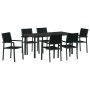 Conjunto de Comedor de Jardín 7 pcs Negro Poliratán