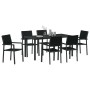 Conjunto de Comedor de Jardín 7 pcs Negro Poliratán