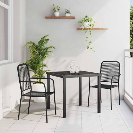 Conjunto de Comedor de Jardín 3 pcs Negro