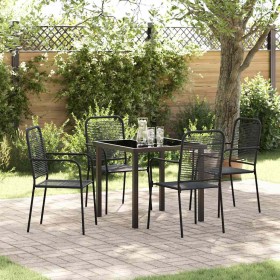 Conjunto de Comedor de Jardín 5 pcs Negro