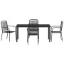 Conjunto de Comedor de Jardín 5 pcs Negro