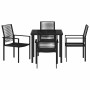 Conjunto de Comedor de Jardín 5 pcs Negro Ratana de PVC