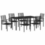 Conjunto de Comedor de Jardín 7 pcs Negro Ratana de PVC