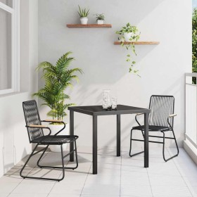 Conjunto de Comedor de Jardín 3 pcs Negro Ratana de PVC