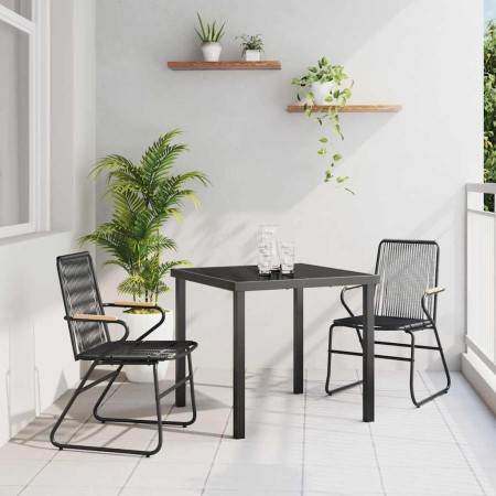 Conjunto de Comedor de Jardín 3 pcs Negro Ratana de PVC