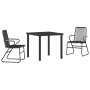 Conjunto de Comedor de Jardín 3 pcs Negro Ratana de PVC