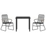 Conjunto de Comedor de Jardín 3 pcs Negro Ratana de PVC