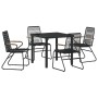 Conjunto de Comedor de Jardín 5 pcs Negro Ratana de PVC