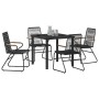 Conjunto de Comedor de Jardín 5 pcs Negro Ratana de PVC