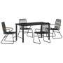 Conjunto de Comedor de Jardín 5 pcs Negro Ratana de PVC