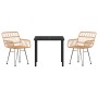 Conjunto de Comedor de Jardín 3 pcs Marrón Poliratán