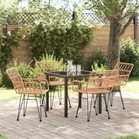 Conjunto de Comedor de Jardín 5 pcs Marrón Poliratán