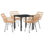 Conjunto de Comedor de Jardín 5 pcs Marrón Poliratán
