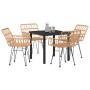 Conjunto de Comedor de Jardín 5 pcs Marrón Poliratán