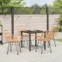 Conjunto de Comedor de Jardín 5 pcs Marrón Poliratán