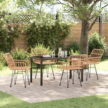 Conjunto de Comedor de Jardín 5 pcs Marrón Poliratán