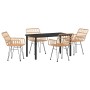 Conjunto de Comedor de Jardín 5 pcs Marrón Poliratán