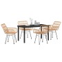 Conjunto de Comedor de Jardín 5 pcs Marrón Poliratán