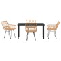 Conjunto de Comedor de Jardín 5 pcs Marrón Poliratán