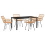 Conjunto de Comedor de Jardín 5 pcs Marrón Poliratán