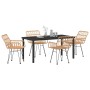 Conjunto de Comedor de Jardín 5 pcs Marrón Poliratán