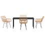 Conjunto de Comedor de Jardín 5 pcs Marrón Poliratán