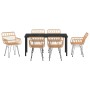 Conjunto de Comedor de Jardín 7 pcs Marrón Poliratán
