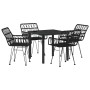 Conjunto de Comedor de Jardín 5 pcs Negro Poliratán