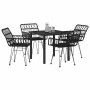Conjunto de Comedor de Jardín 5 pcs Negro Poliratán