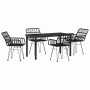 Conjunto de Comedor de Jardín 5 pcs Negro Poliratán